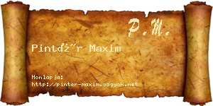 Pintér Maxim névjegykártya